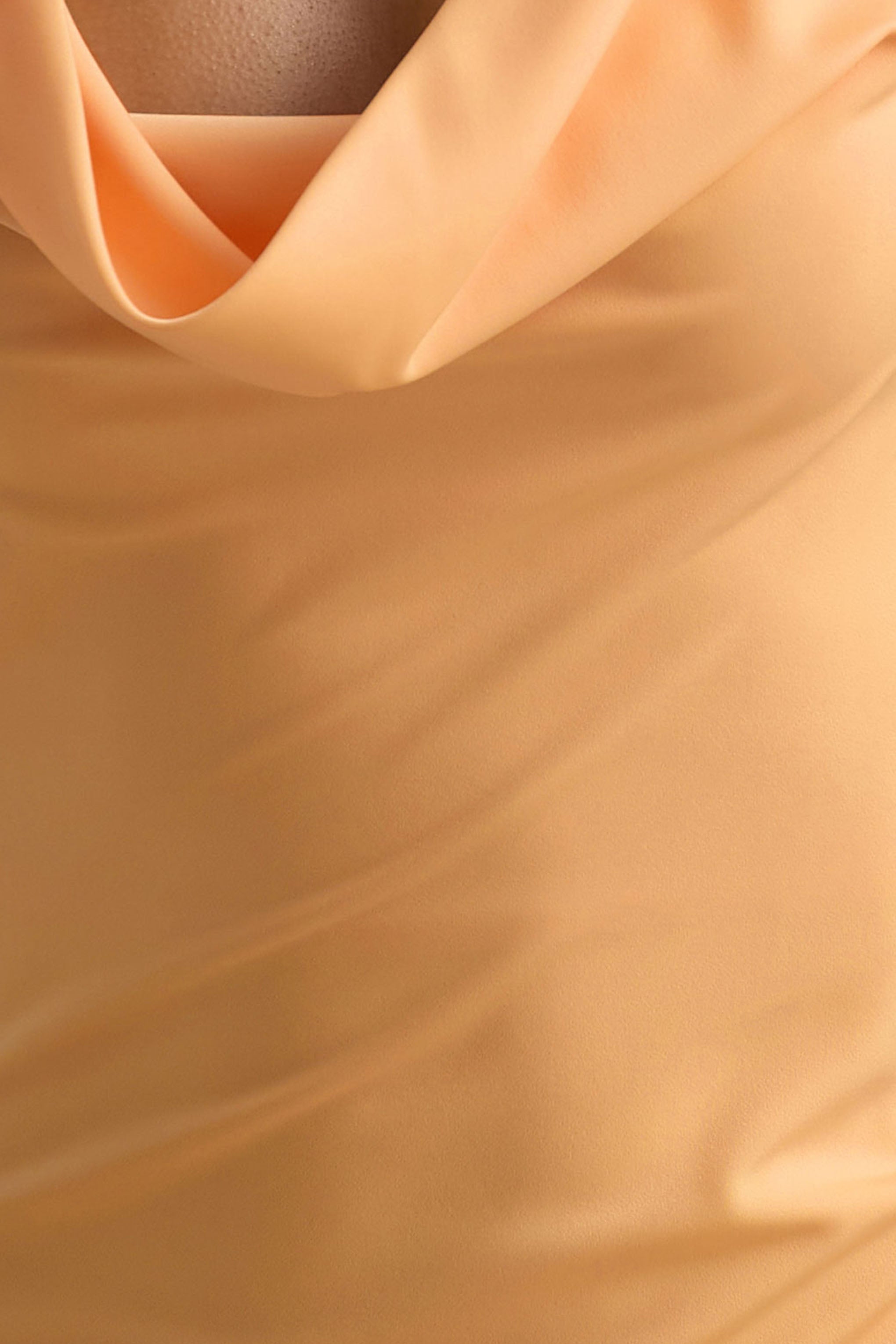Alesso | Peach Satin Cowl-Neck Slip-Maxi Dress