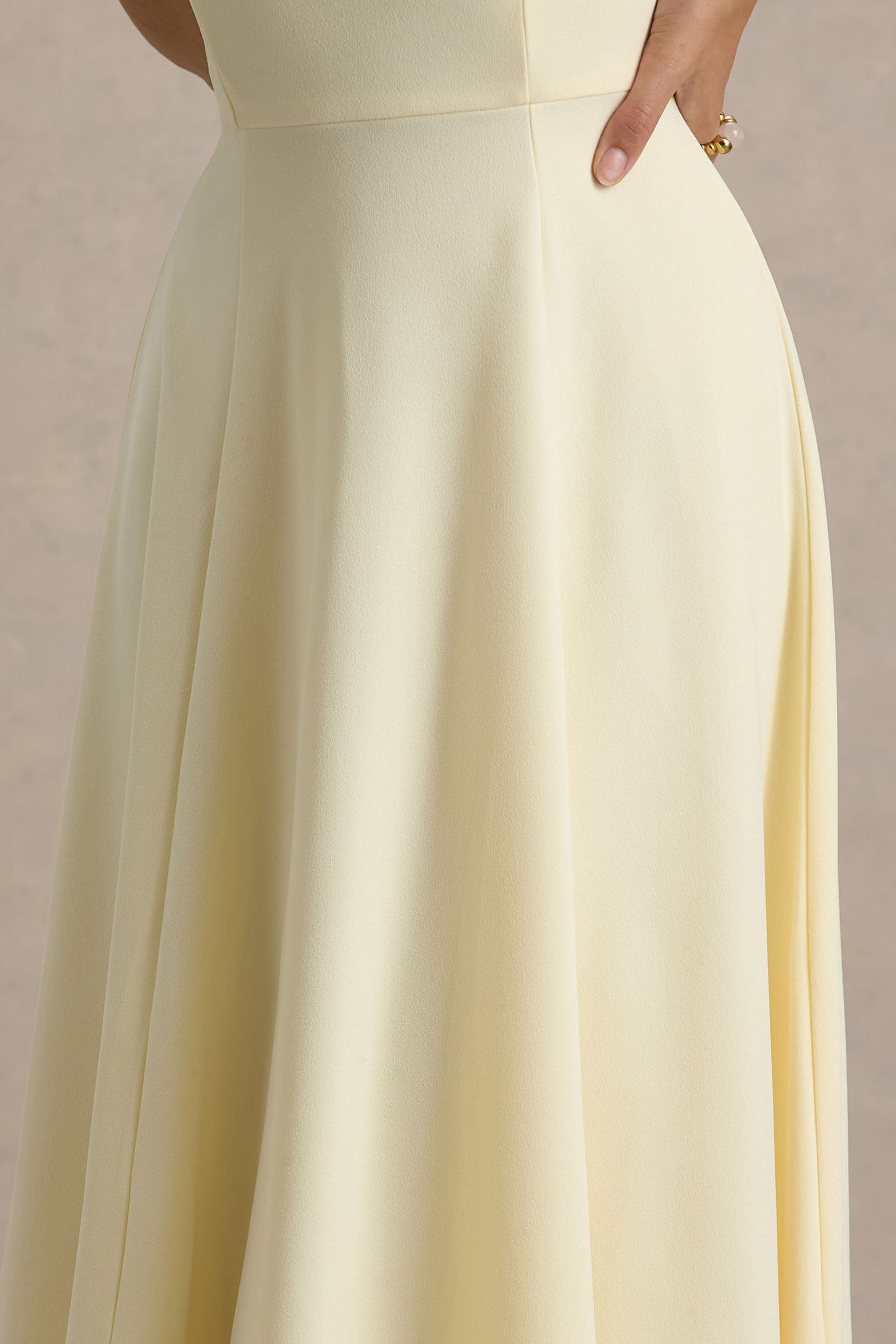 Auburn | Pale Lemon Halter-Neck Midi Dress