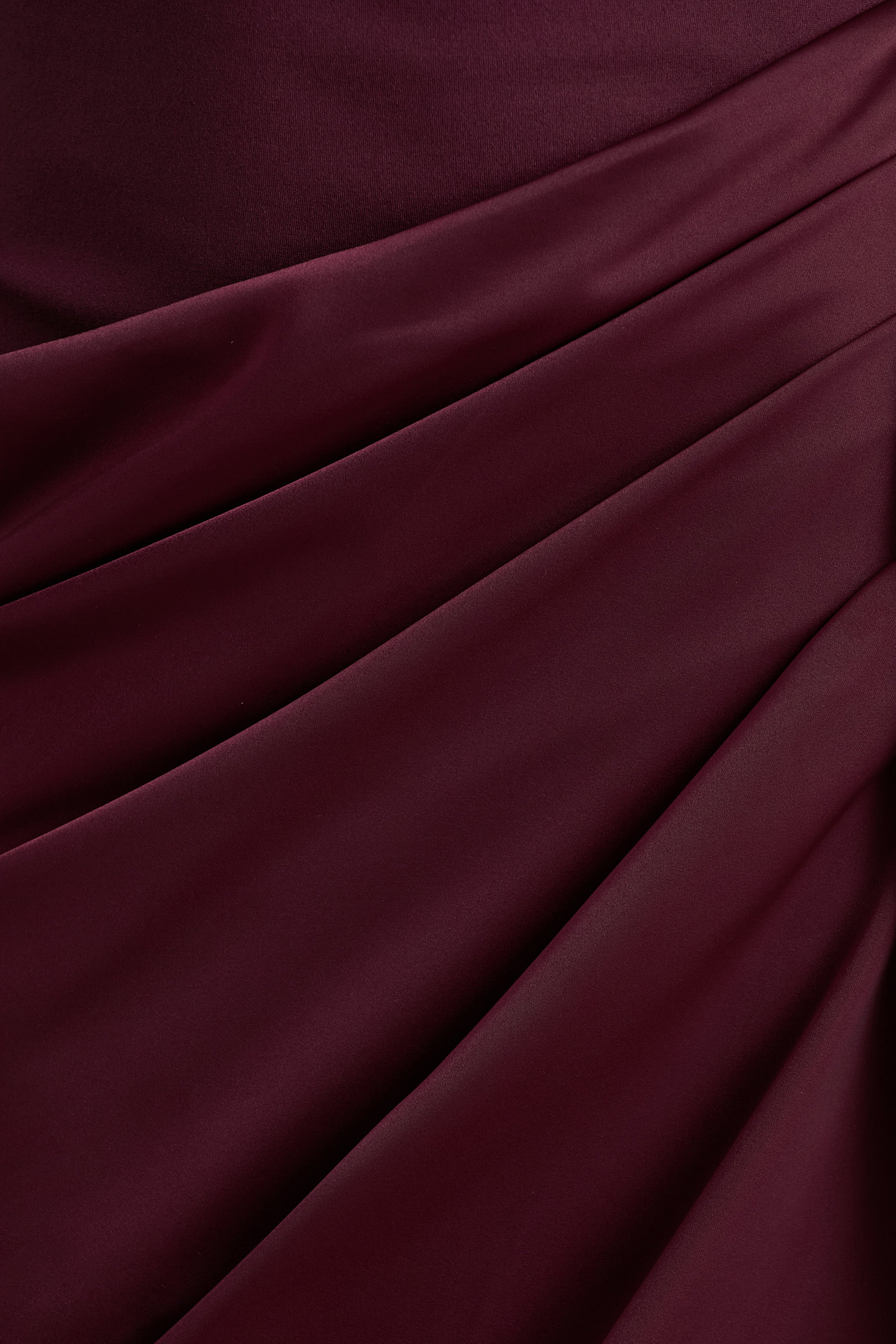 Raffie | Plum Long-Sleeve Midi Dress With Satin Wrap Skirt