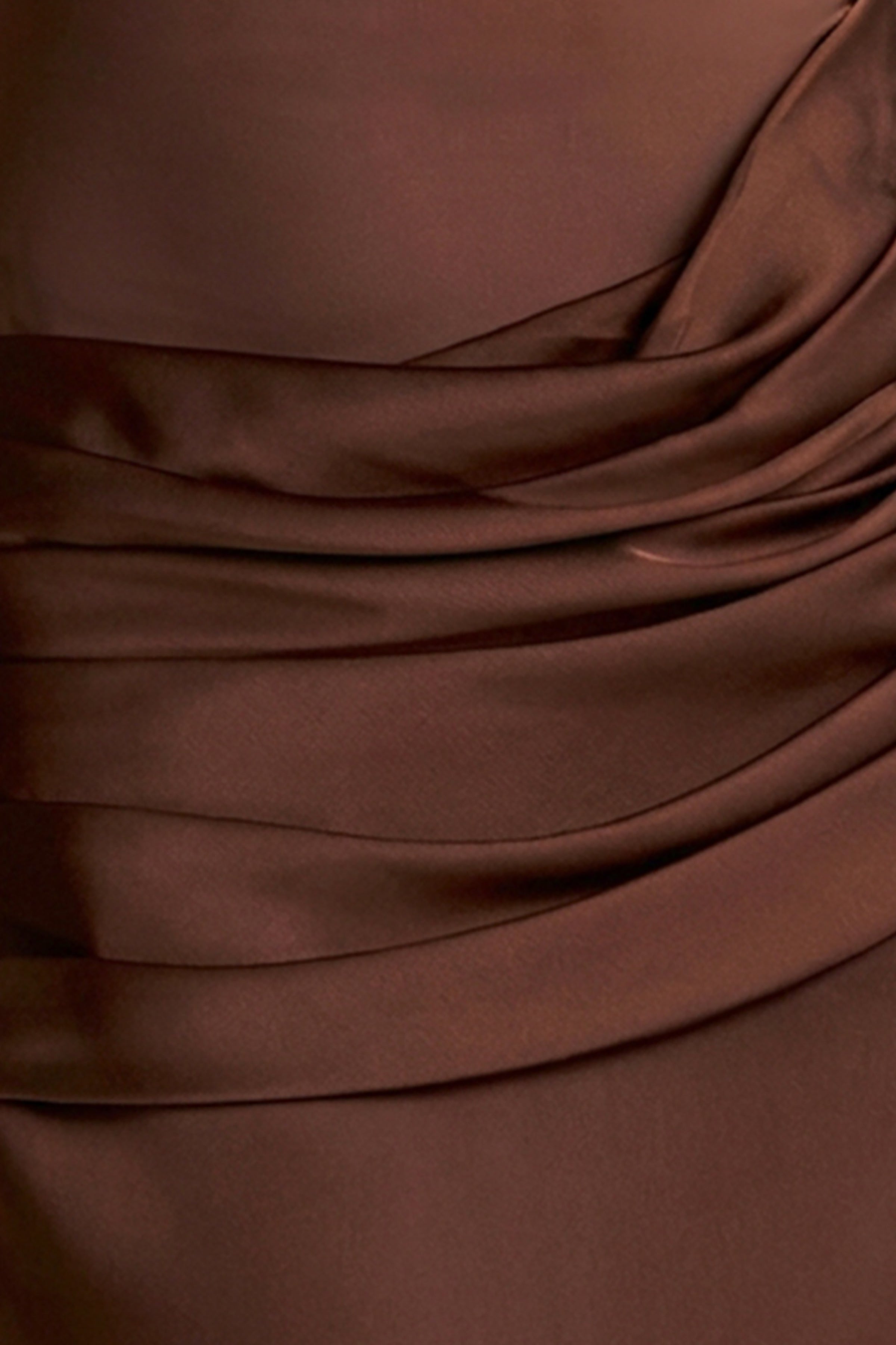Akari | Brown Crew-Neck Maxi Dress With Satin Skirt