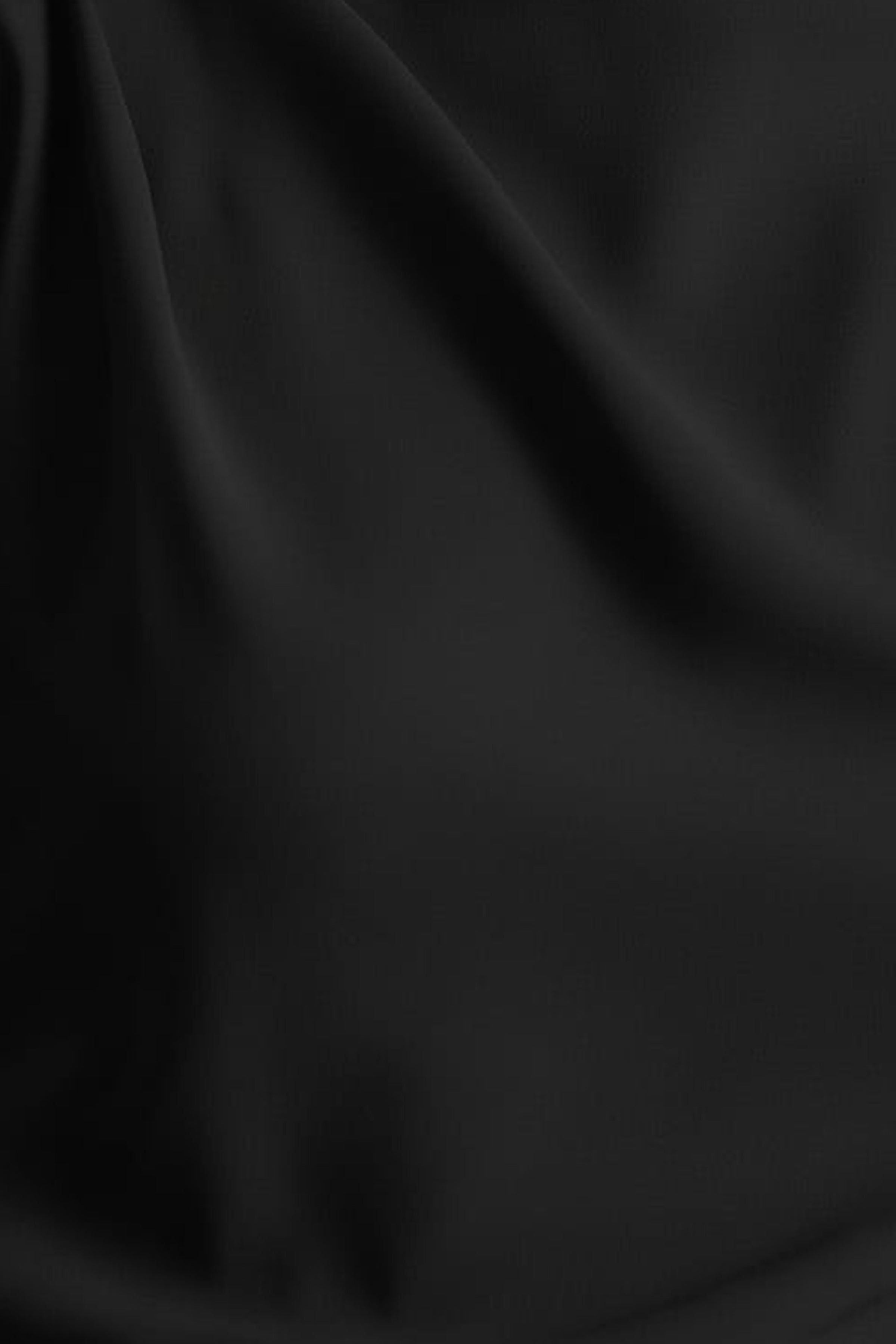 Jimena | Black High-Neck Midi Dress With One-Long Sleeve And Pleated Detailing