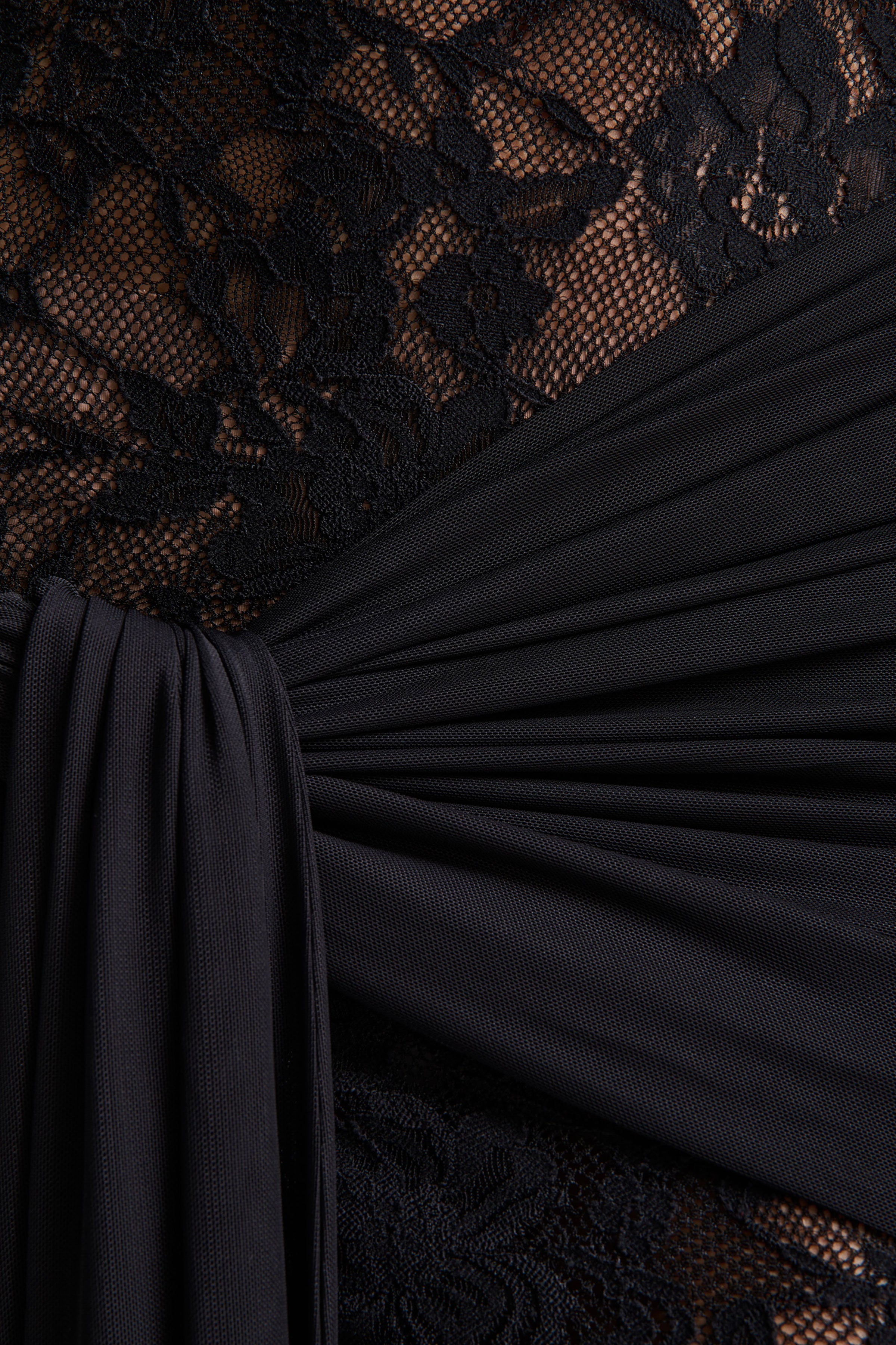 Akira | Black Lace Maxi Dress With Sash-Detail