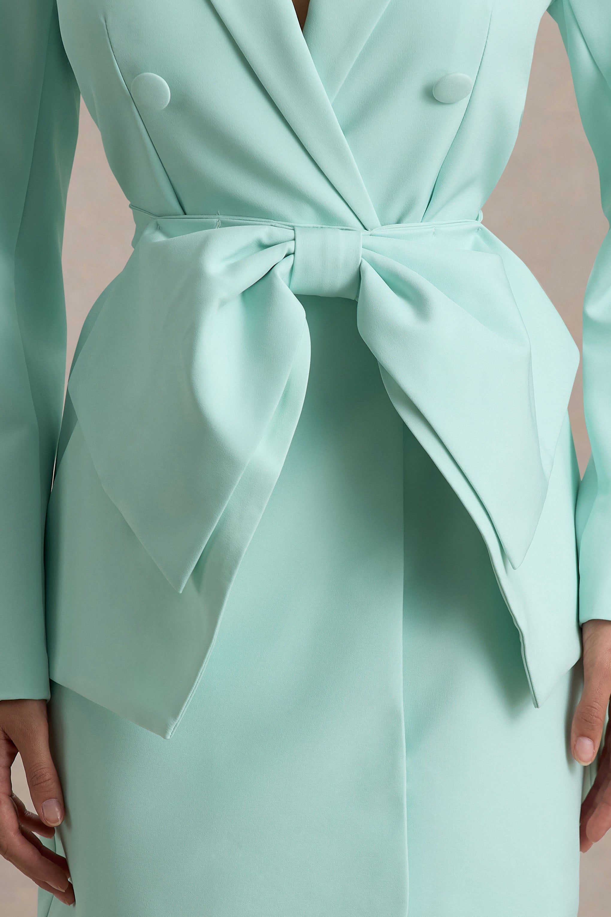 Prized | Mint Green Tailored Blazer Dress With Bow