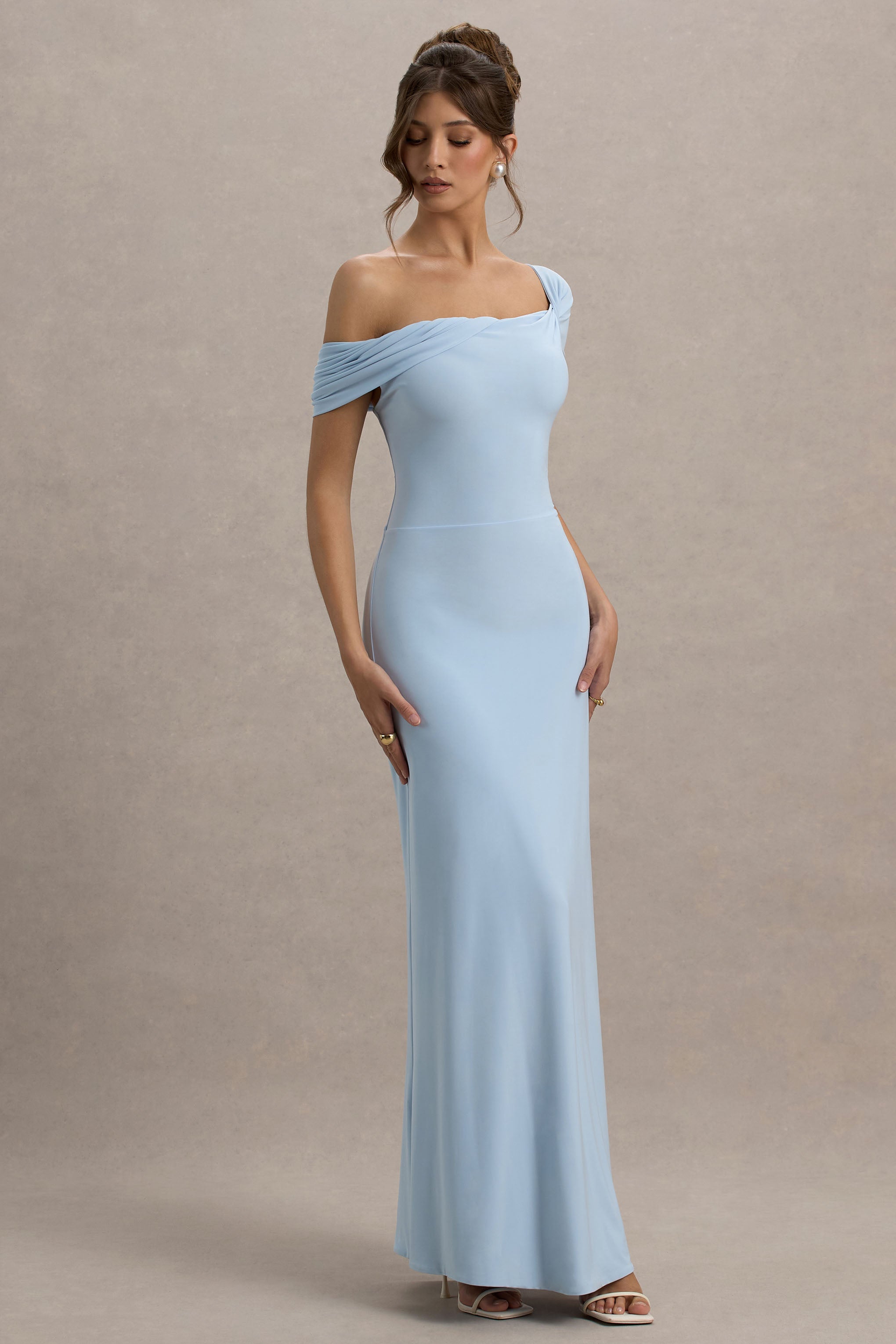 Amel | Powder Blue Asymmetric Maxi Dress