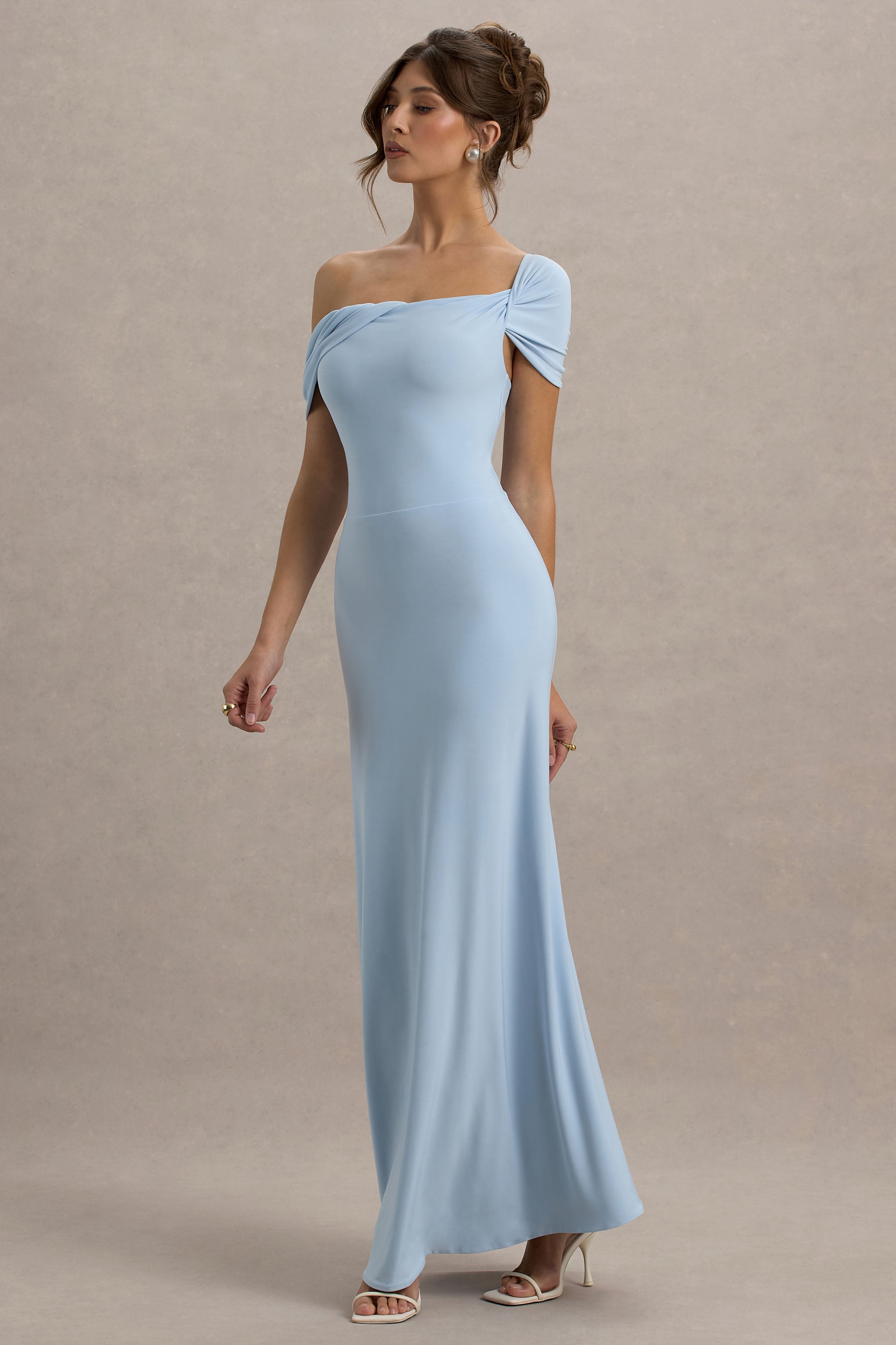 Amel | Powder Blue Asymmetric Maxi Dress