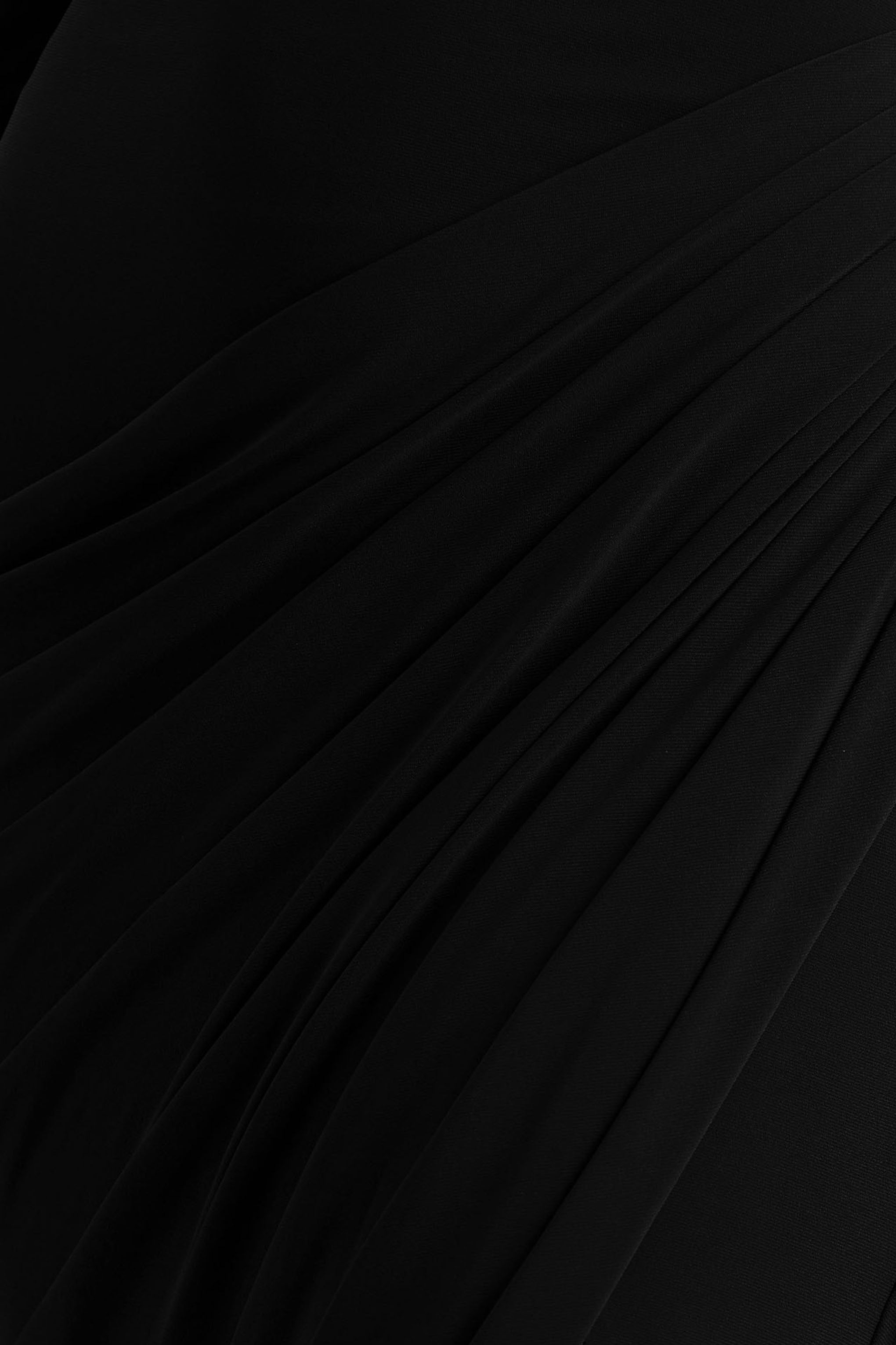 Betsy | Black High-Neck Maxi Dress With Front Split And Ruched Detailing