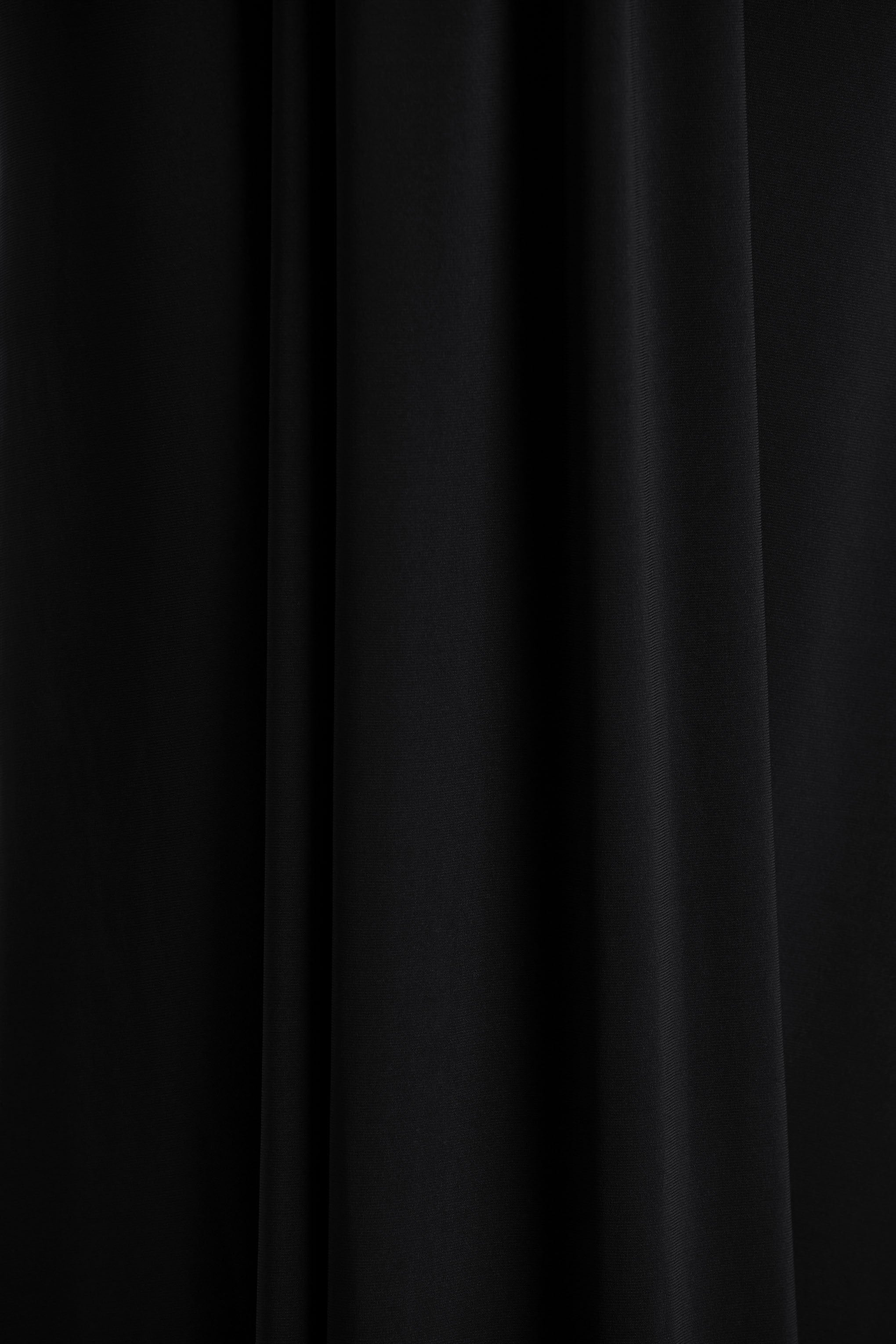 Flashy | Black Plunge-Neck Maxi Dress With Ruched Detailing