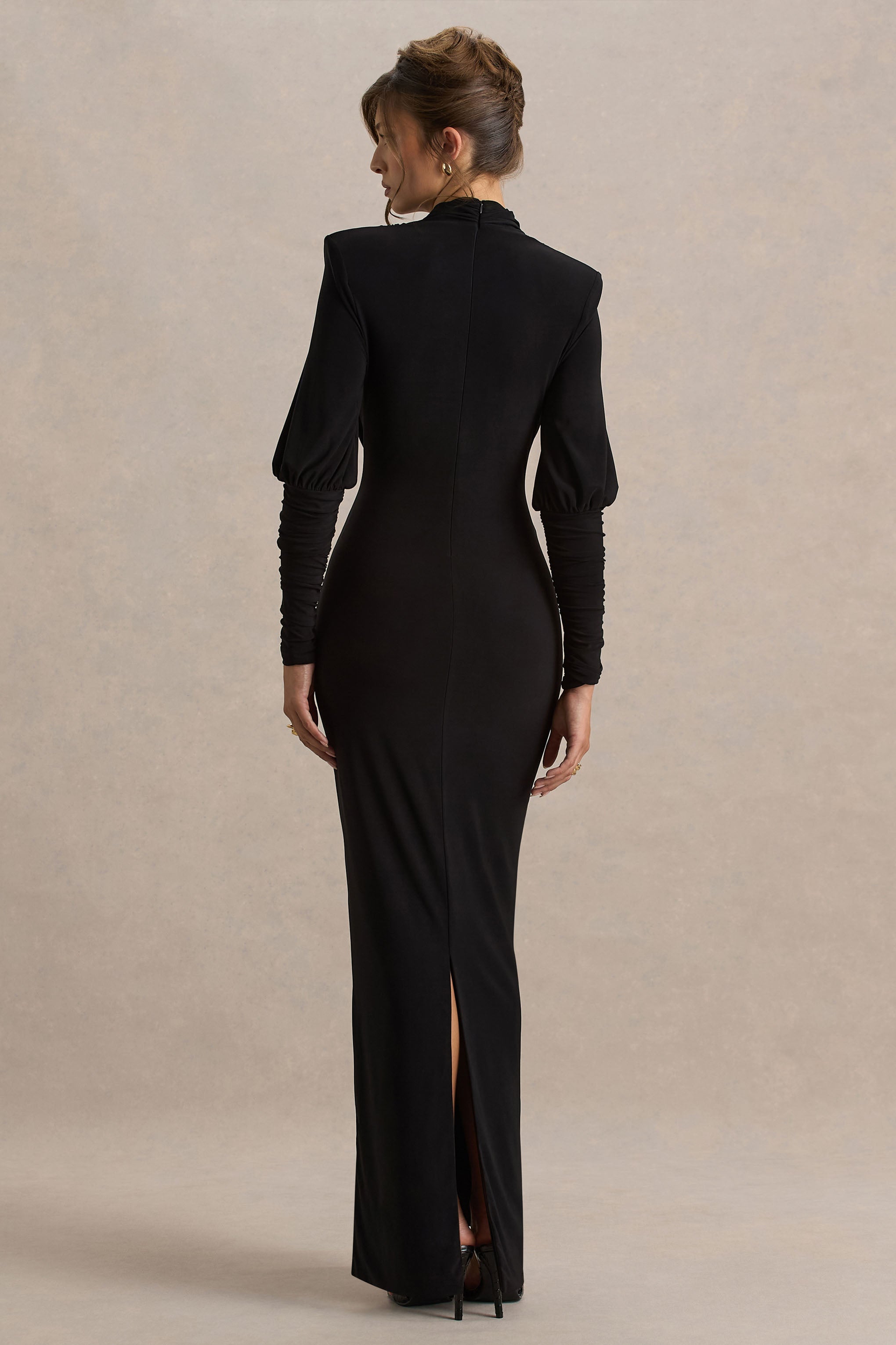 Kaylee | Black Cowl-Neck Maxi Dress With Draping Details